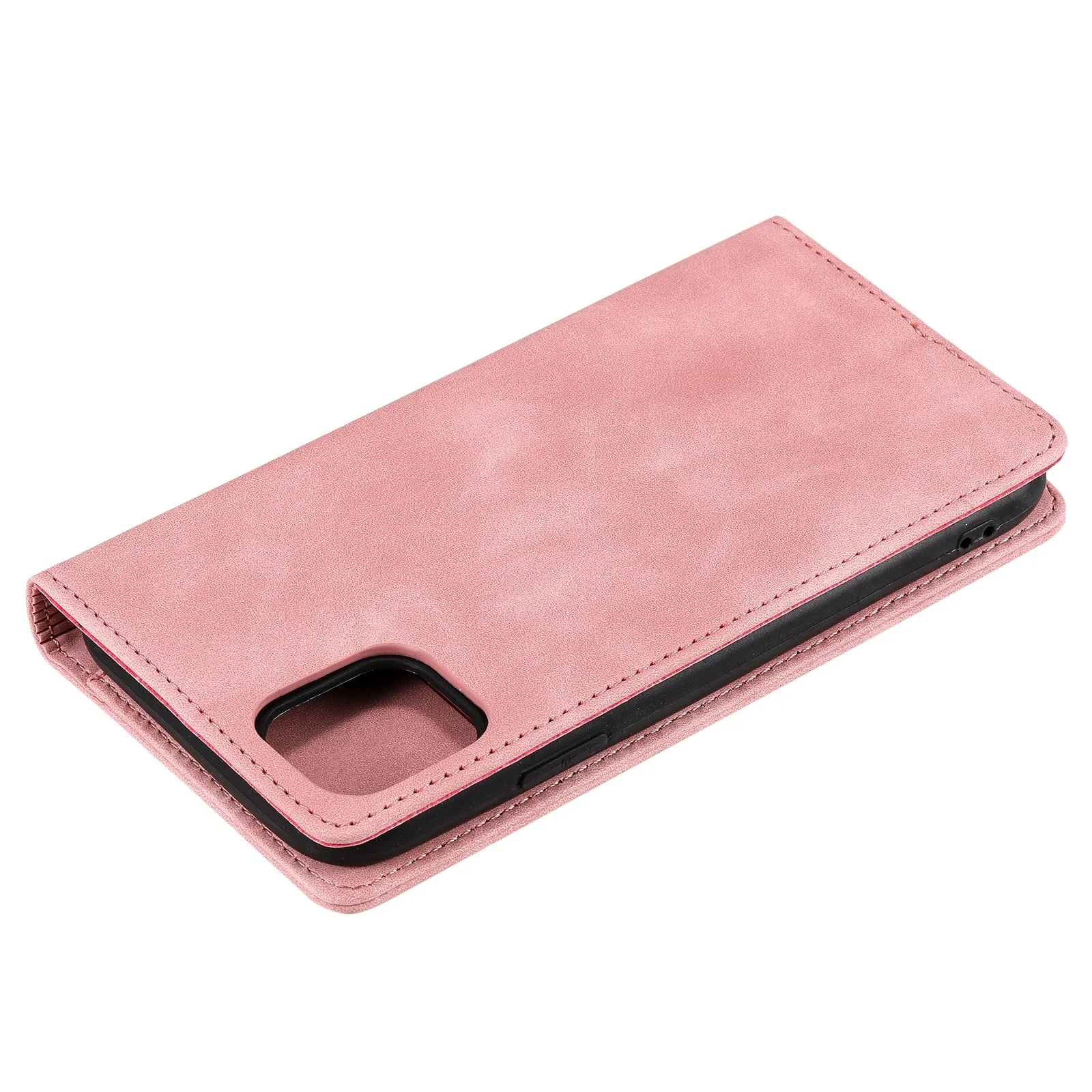 001 Series Auto-absorbed Skin-touch Feeling Leather Well-protected Wallet Phone Case for iPhone 13 6.1 inch