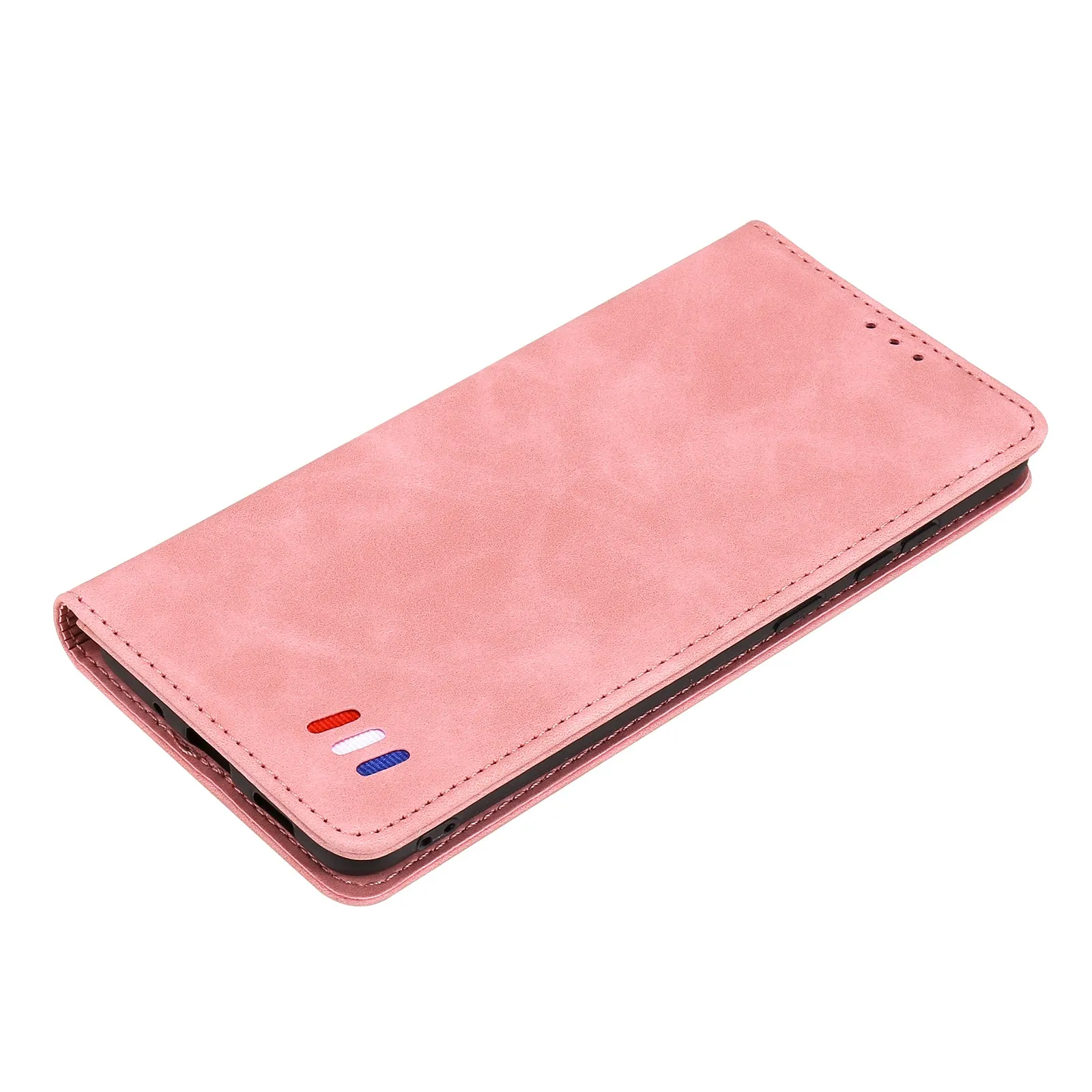 001 Series Auto-absorbed Skin-touch Feeling Leather Well-protected Wallet Phone Case for iPhone 13 6.1 inch