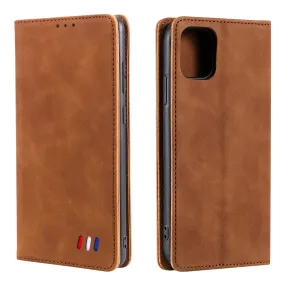 001 Series Auto-absorbed Skin-touch Feeling Leather Well-protected Wallet Phone Case for iPhone 13 6.1 inch