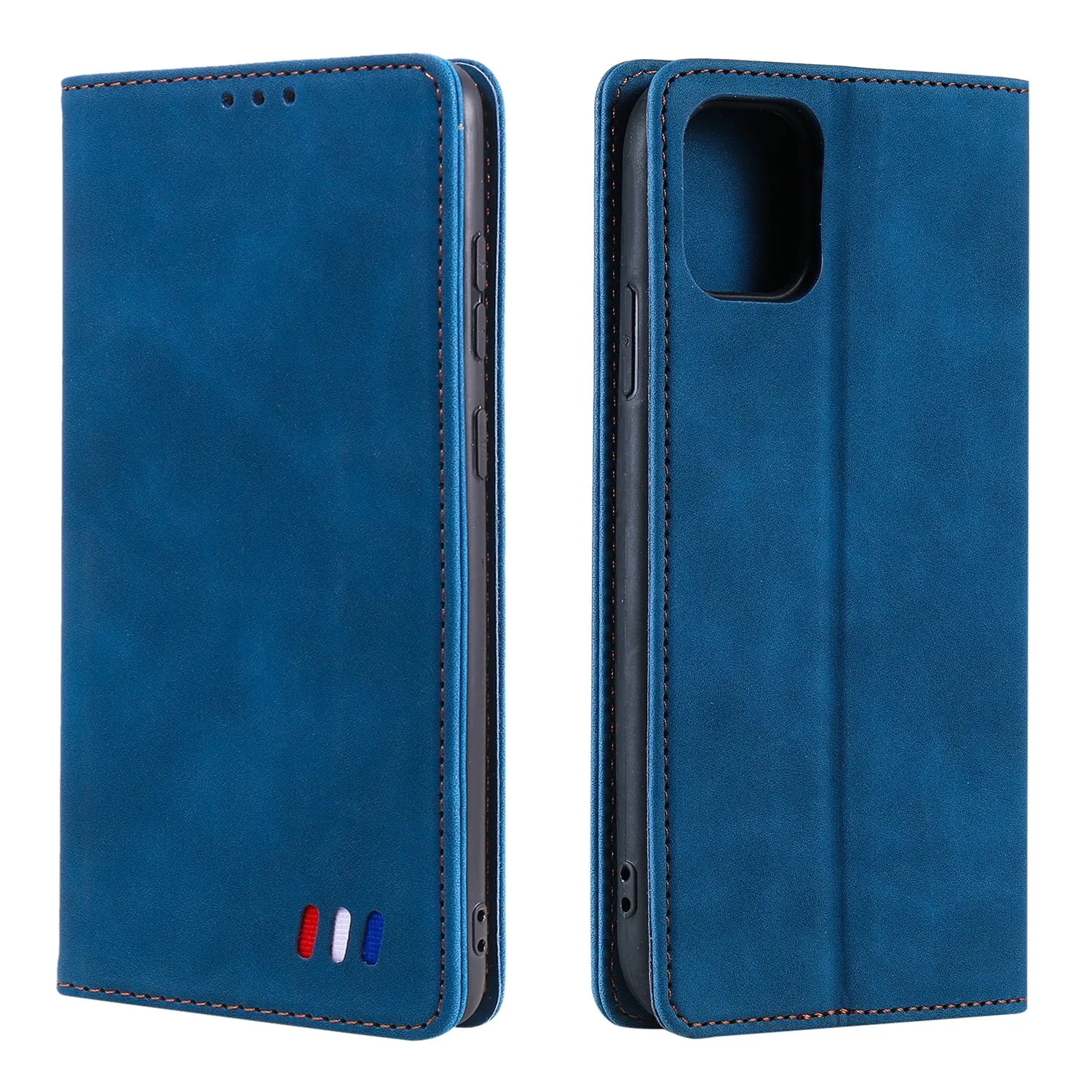 001 Series Auto-absorbed Skin-touch Feeling Leather Well-protected Wallet Phone Case for iPhone 13 6.1 inch