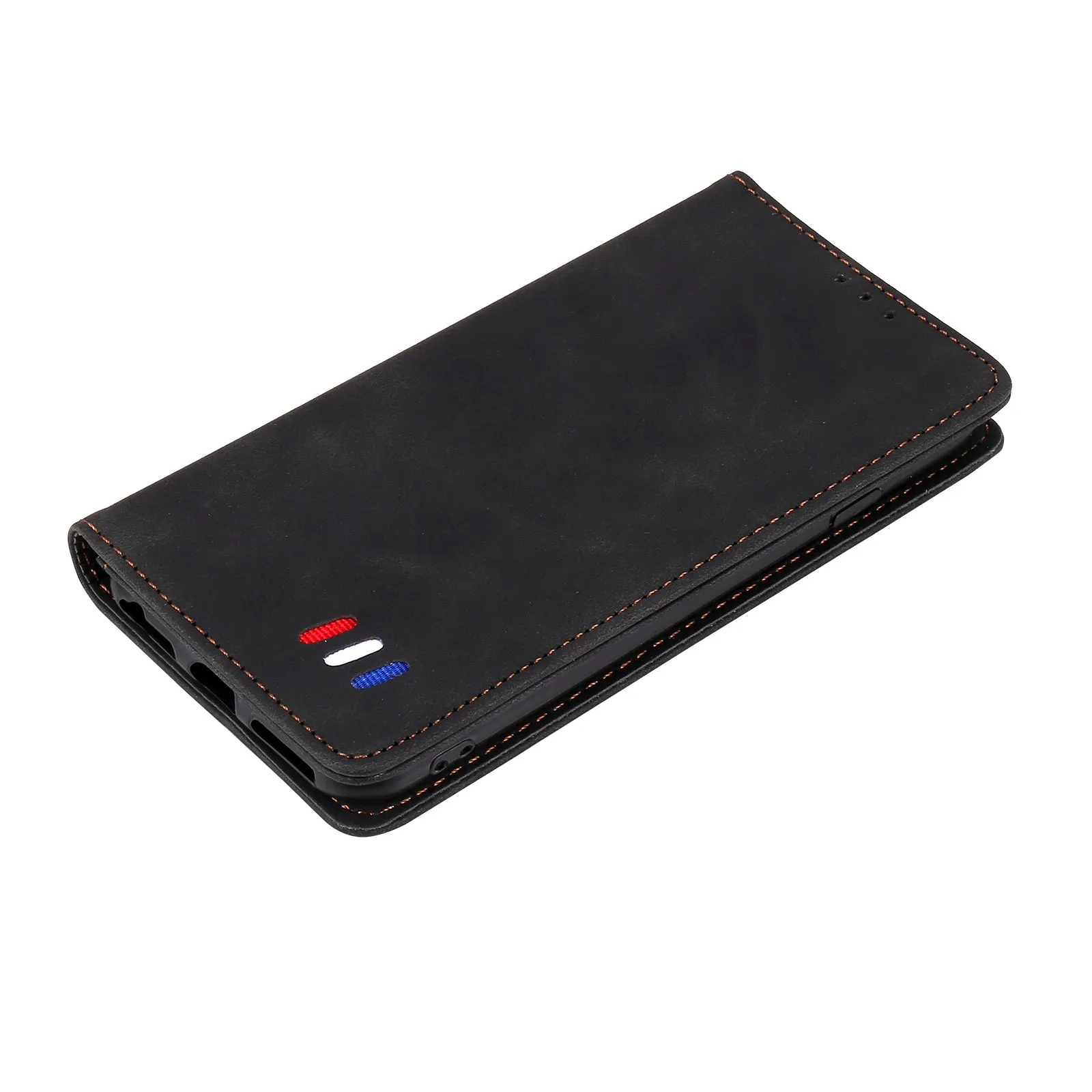 001 Series Auto-absorbed Skin-touch Feeling Leather Well-protected Wallet Phone Case for iPhone 13 6.1 inch