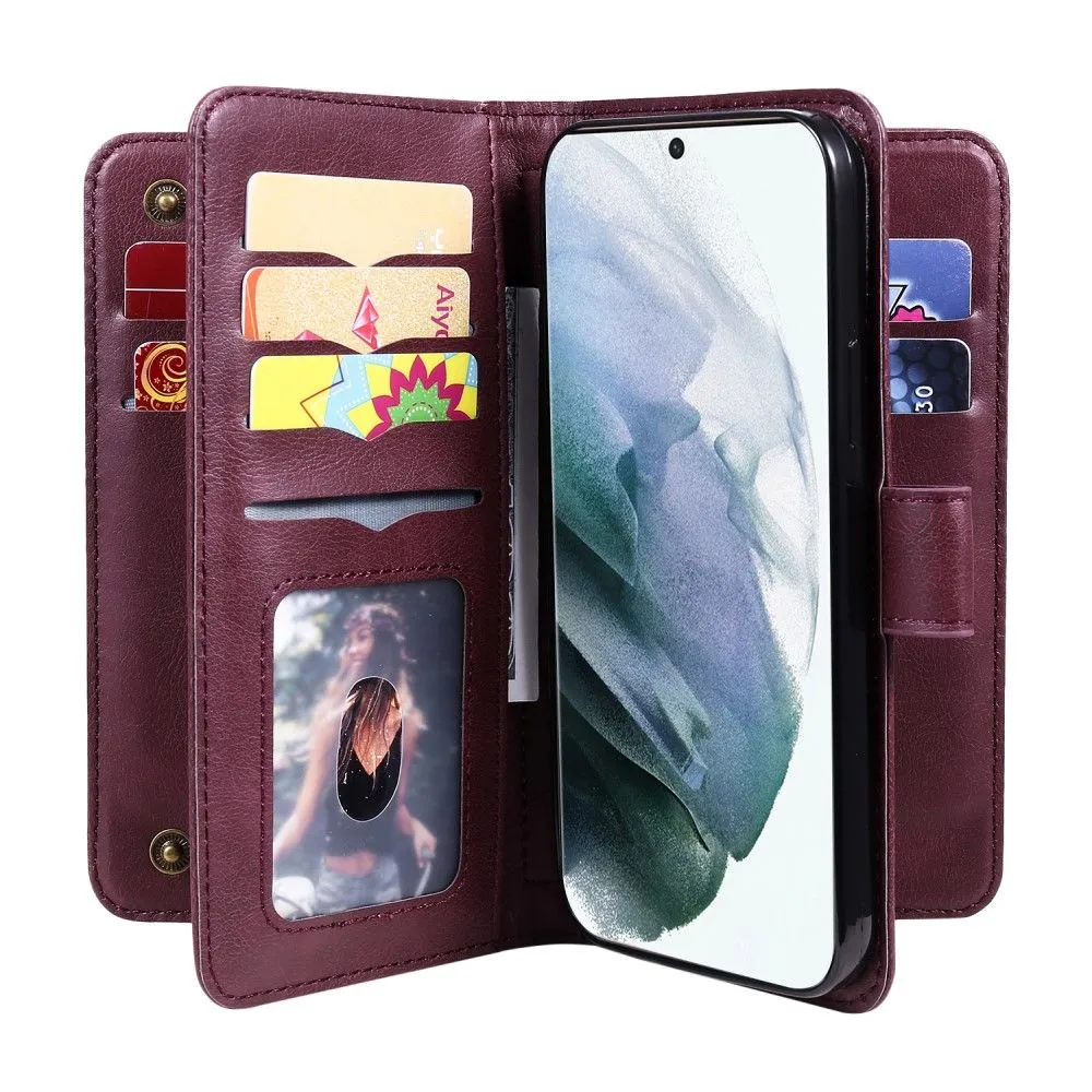 10-slot wallet case for Samsung Galaxy S22 Ultra - Wine Red