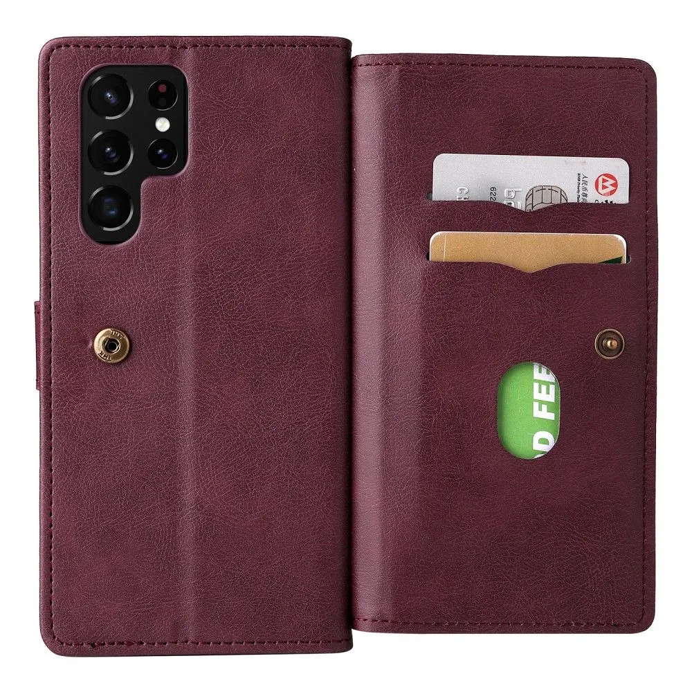 10-slot wallet case for Samsung Galaxy S22 Ultra - Wine Red