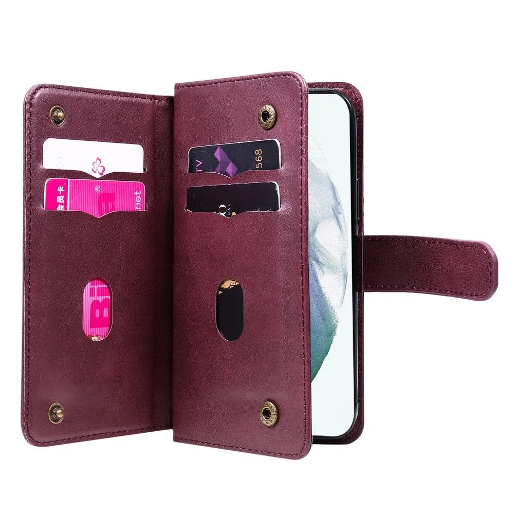 10-slot wallet case for Samsung Galaxy S22 Ultra - Wine Red