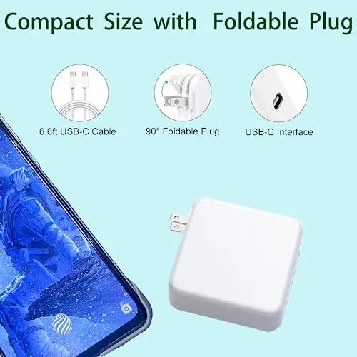 120W USB C Charger Fast Charger for USB C Port Mac Book pro & Mac Book Air, ipad Pro, Samsung Galaxy and All USB C Device, Include Charge Cable6.6FT, PA-120W