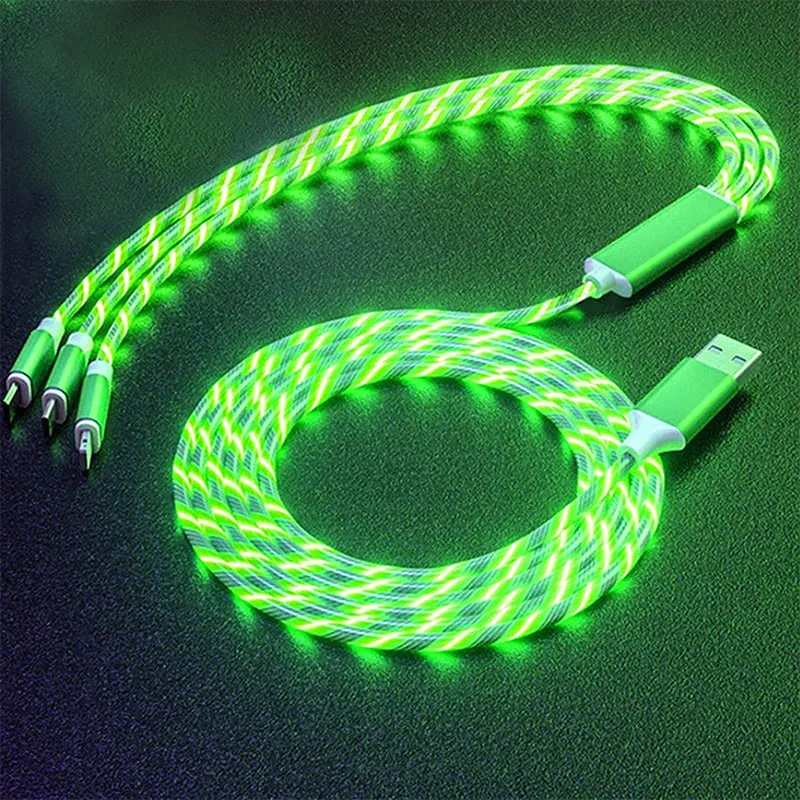 1.2m Luminous Car Streamer Data Cable Line for iOS Android Type-C