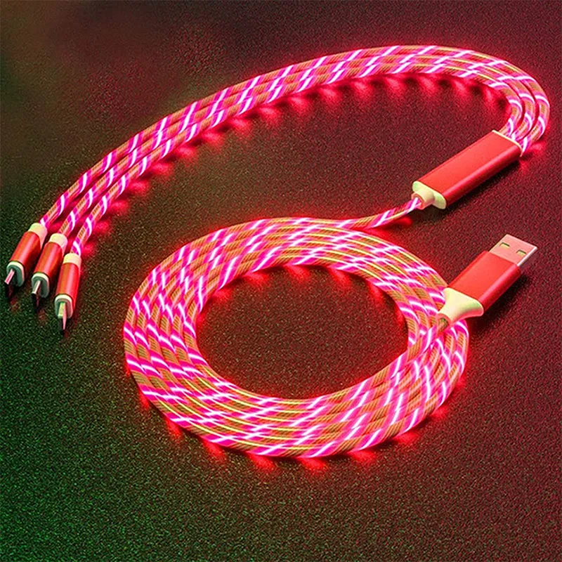 1.2m Luminous Car Streamer Data Cable Line for iOS Android Type-C