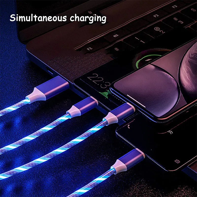 1.2m Luminous Car Streamer Data Cable Line for iOS Android Type-C