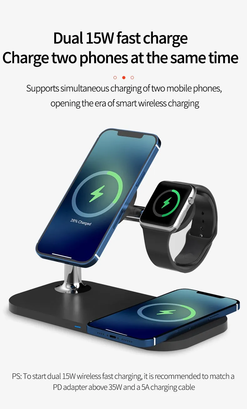 15W 3 in 1 Magnetic Wireless Charger for iPhone