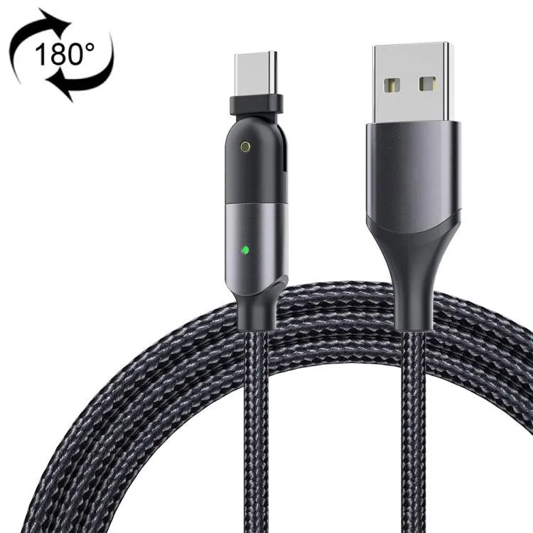 180-Degree Rotating USB-C Charging Cable with 3A Fast Charge and Data Transfer