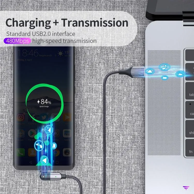 180-Degree Rotating USB-C Charging Cable with 3A Fast Charge and Data Transfer