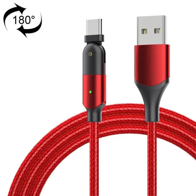 180-Degree Rotating USB-C Charging Cable with 3A Fast Charge and Data Transfer