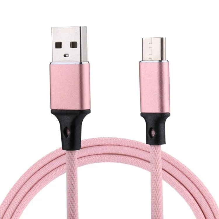 1m Nylon Weave USB to USB-C 2A Fast Charging and Data Sync Cable