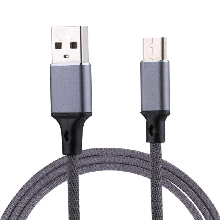 1m Nylon Weave USB to USB-C 2A Fast Charging and Data Sync Cable