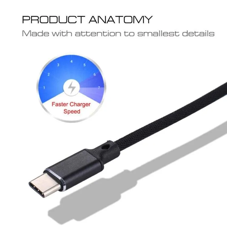 1m Nylon Weave USB to USB-C 2A Fast Charging and Data Sync Cable