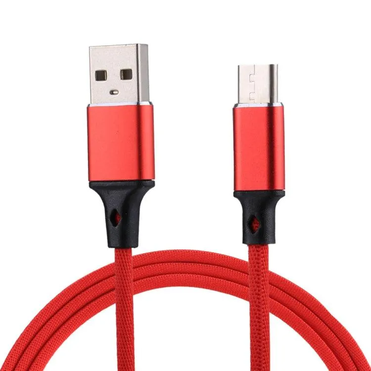 1m Nylon Weave USB to USB-C 2A Fast Charging and Data Sync Cable