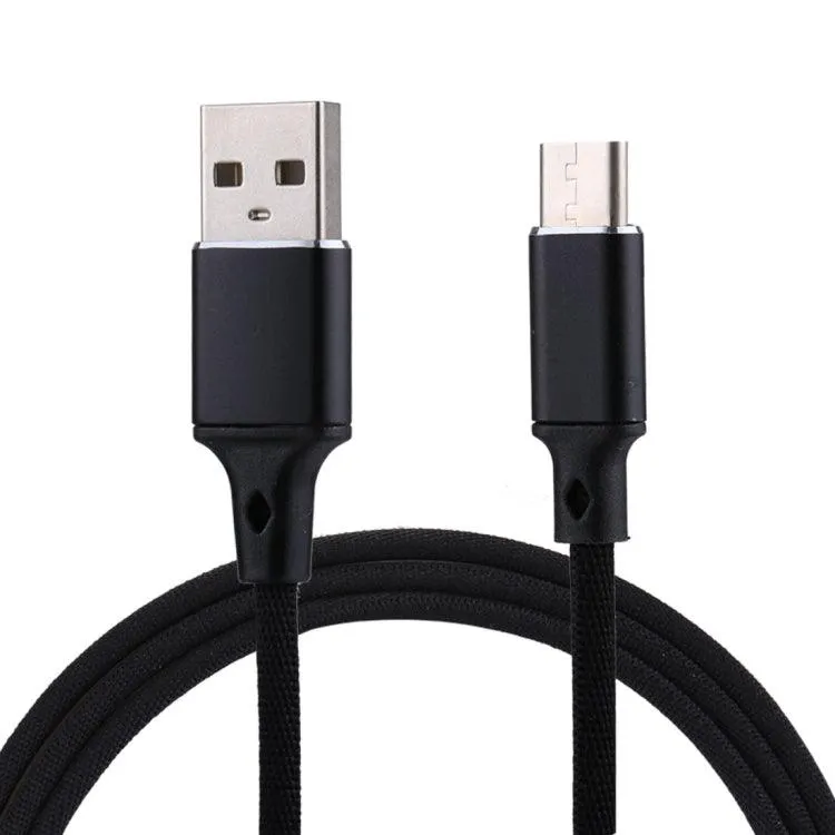 1m Nylon Weave USB to USB-C 2A Fast Charging and Data Sync Cable