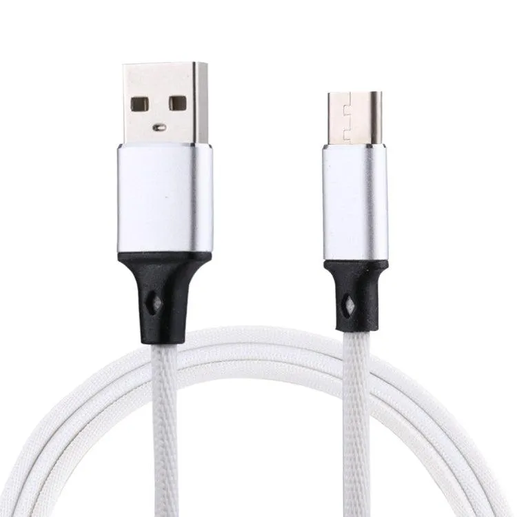 1m Nylon Weave USB to USB-C 2A Fast Charging and Data Sync Cable