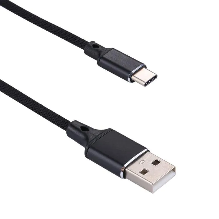 1m Nylon Weave USB to USB-C 2A Fast Charging and Data Sync Cable