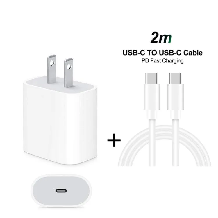 2-in-1 USB-C Travel Charger with 3A PD Fast Charge Cable Set (2m)