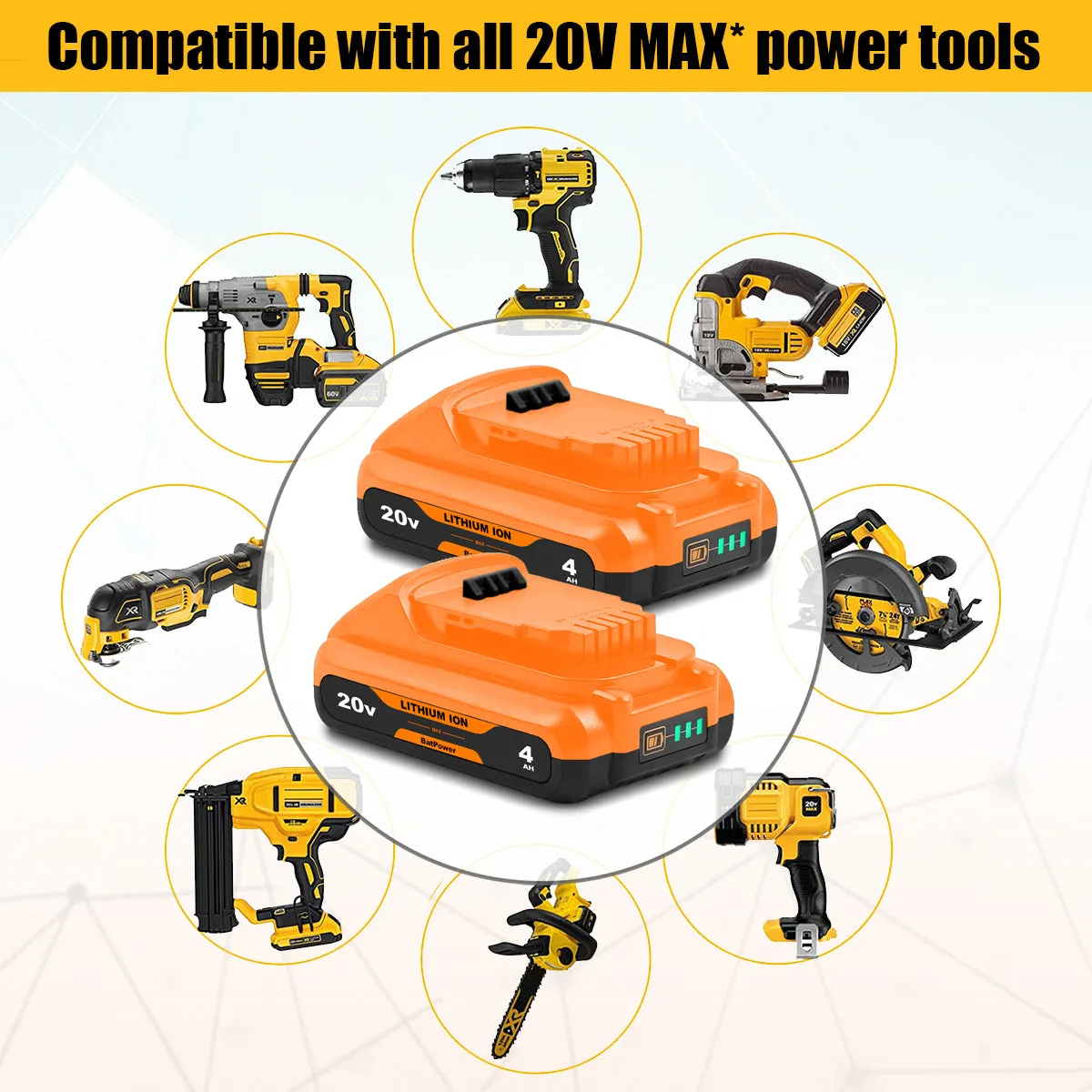 20V MAX Battery Compact 4.0Ah DCB230 Replacement for Dewalt 20V Max Compact Battery 3.0Ah DCB230 Compatible with Dewalt 20V 3Ah Compact Battery DCB230