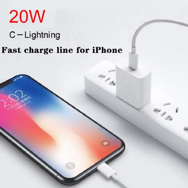 20W PD Travel Charger with 2m USB-C to 8-Pin Fast Charge Cable Set, EU Plug