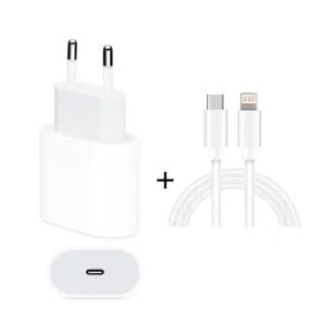 20W PD Travel Charger with 2m USB-C to 8-Pin Fast Charge Cable Set, EU Plug