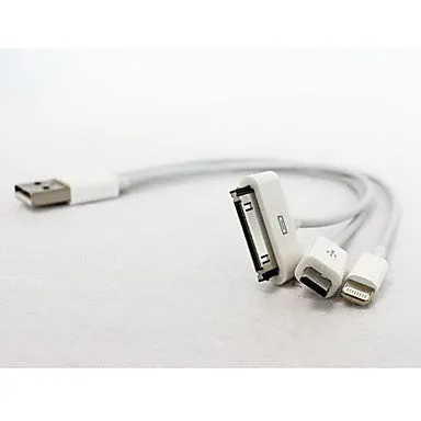 3 in 1 USB Charger Cable Apple 8 Pin   Dock Connector   Micro USB Cable for iPhone 4 5 Android Phones Samsung P1000