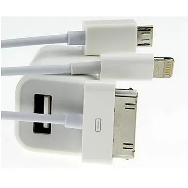 3 in 1 USB Charger Cable Apple 8 Pin   Dock Connector   Micro USB Cable for iPhone 4 5 Android Phones Samsung P1000