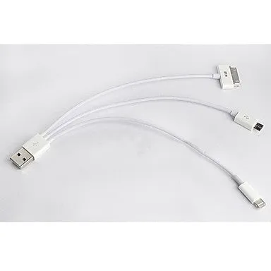 3 in 1 USB Charger Cable Apple 8 Pin   Dock Connector   Micro USB Cable for iPhone 4 5 Android Phones Samsung P1000