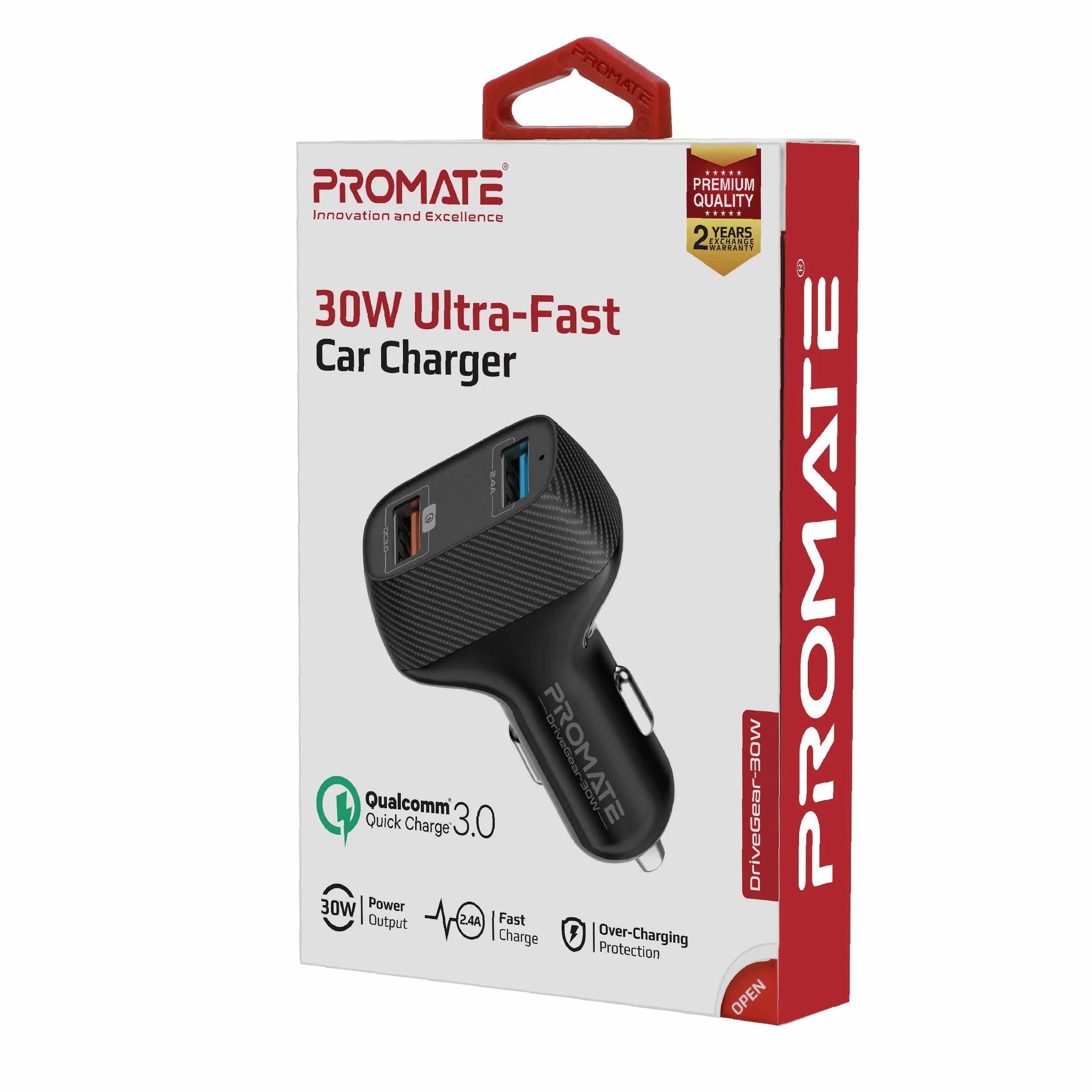 30W Ultra-fast Car Charger with Quick Charge 3.0