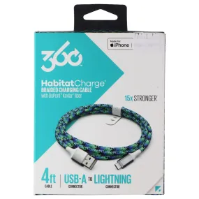 360 (4ft) HabitatCharge USB-A to 8-Pin Lightning Braided Cable - Turquoise