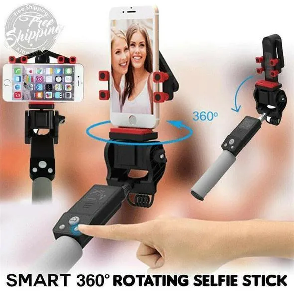 360 Degree Smart Rotation Expandable Selfie Stick Wireless Bluetooth Monopod