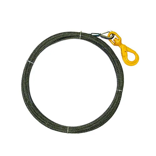 3/8" x 100' Steel Core Winch Cable with Self Locking Swivel Hook