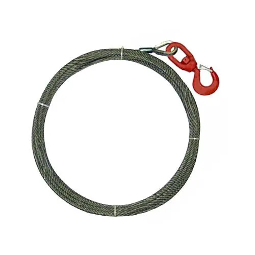 3/8" x 100' Steel Core Winch Line with Swivel Hook