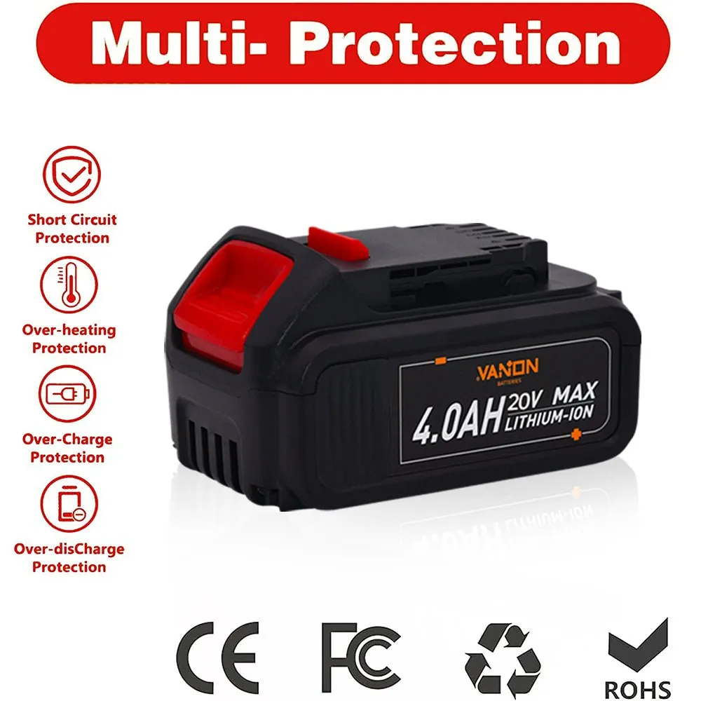 4.0Ah For Dewalt 20V Battery Replacement | DCB200 Batteries 2 Pack