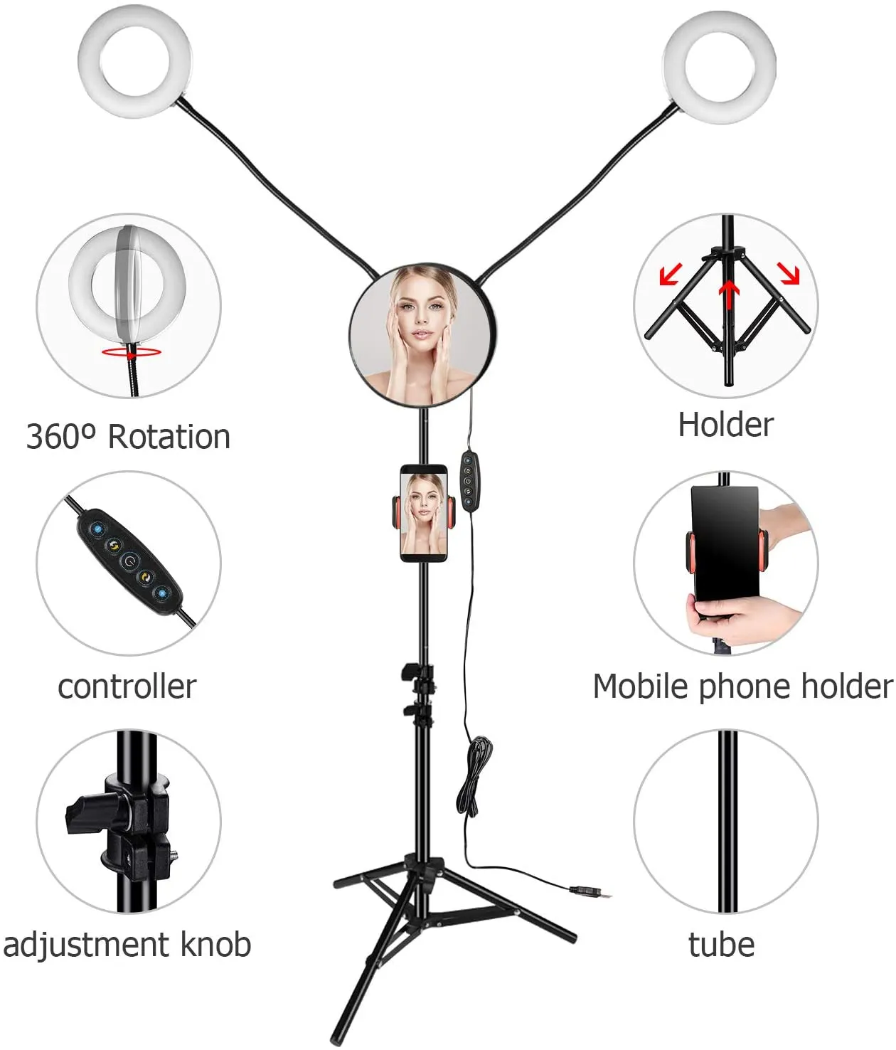 4.6 Inch LED Ring Light Lamp with Tripod Stand