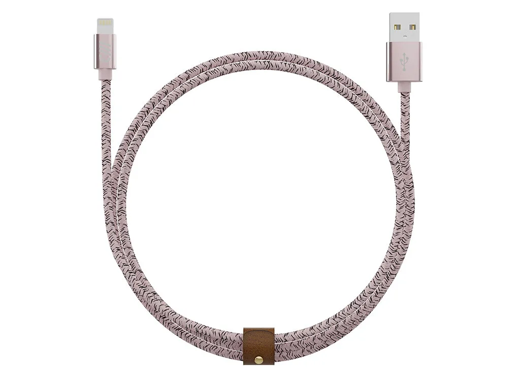 4ft Marbled Woven Braid Lightning Cable with Leather Strap