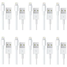 4XEM 10 Pack of 3FT 8-Pin Lightning To USB Cable For iPhone/iPod/iPad (White) - MFi Certified 4XLIGHTNING10PK