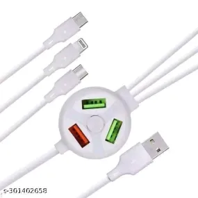 5-in-1 Multi-Purpose White Charging Cable - 1.5M, 3A Power, 110 Mbps Speed