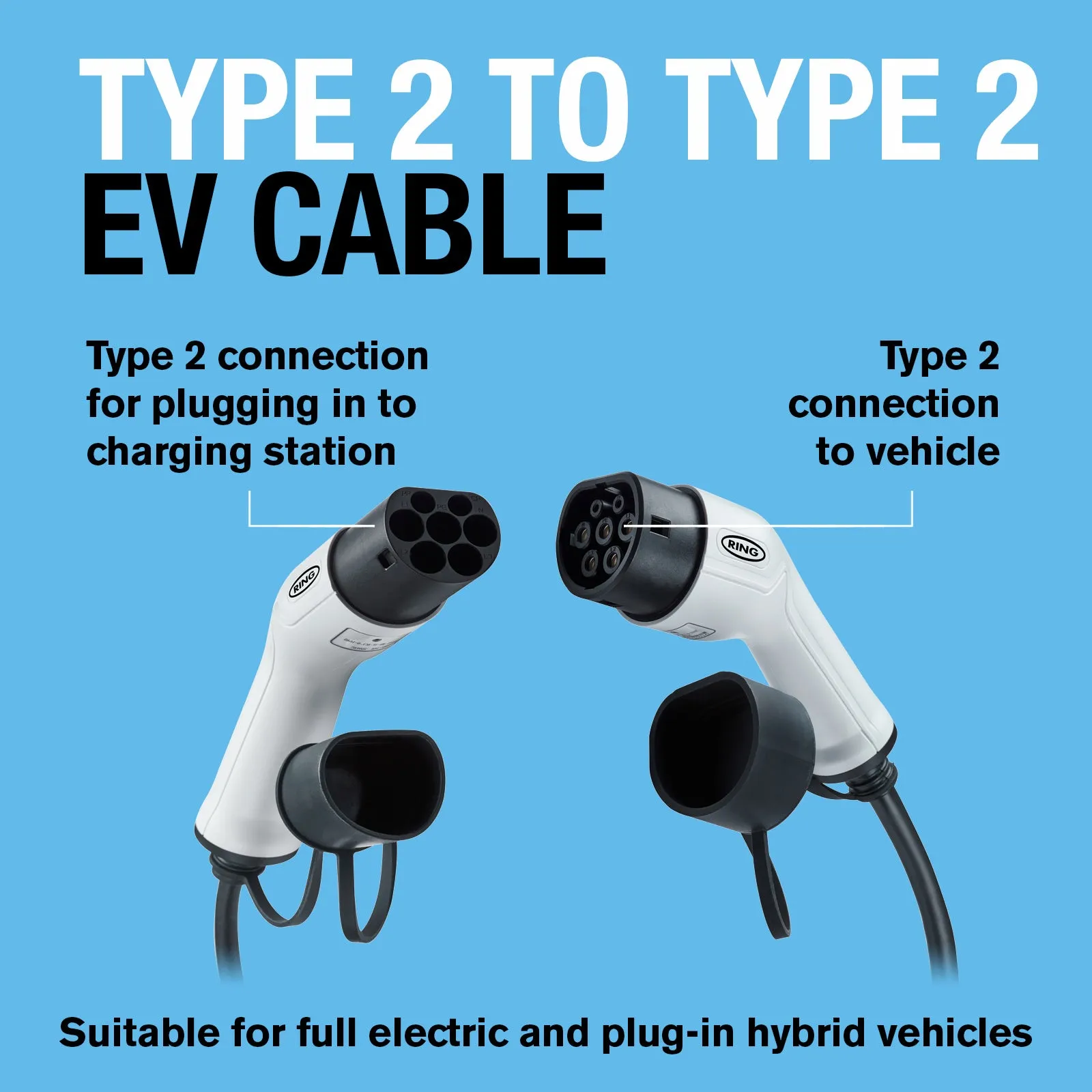 5 Metre 16A Type 2 to Type 2 EV Charging Cable