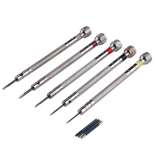 5 Piece Precision Flat Blade Slotted Screwdriver Set For Watch Repair Table Tools