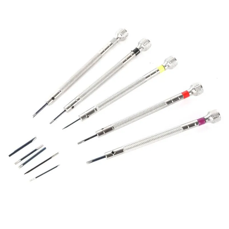 5 Piece Precision Flat Blade Slotted Screwdriver Set For Watch Repair Table Tools