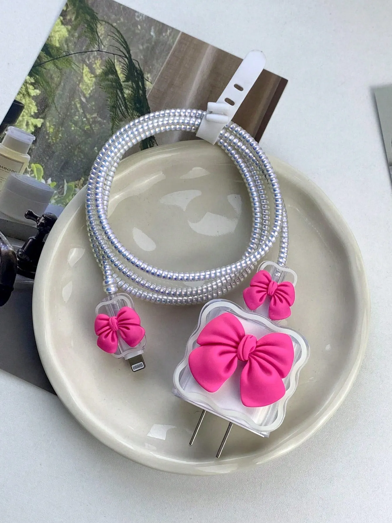 5pcs/Set Bowknot Design Apple Phone Charging Cable Protector