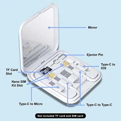 6 in 1 Multicable Box with Mirror and Phone Stand