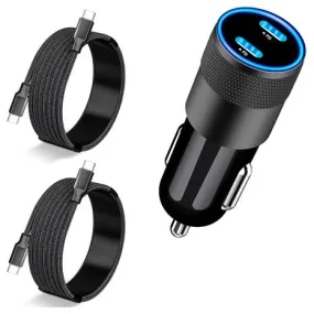 72W Dual PD Fast Charging Car Charger   2 USB-C Cables