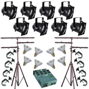 8 Short PAR CAN 38 120w PAR38 FL Dimmer C-Clamp Stand 4585