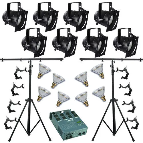 8 Short PAR CAN 38 120w PAR38 FL Dimmer O-Clamp Stand 4555