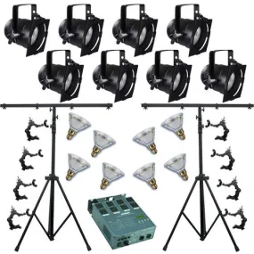 8 Short PAR CAN 38 120w PAR38 Spot Dimmer O-Clamp Stand