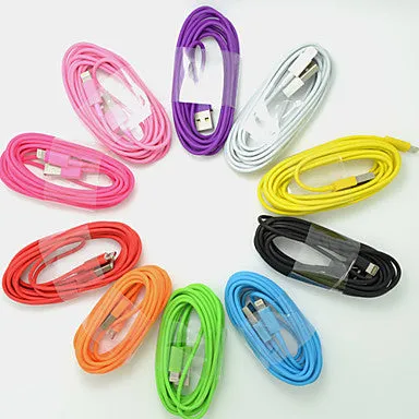 8Pin Colorful Charge and Data Cable for iPhone 6 iPhone 6 Plus iPhone 5,iPadMini,iPad4,iPod(200cm-Length)